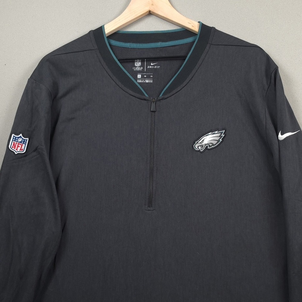 Nike Philadelphia Eagles Sideline Coach 1/2 Zip Jacket Mens XL Black NFL Dri-FIT